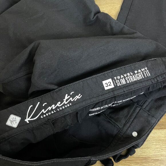 Kinetix Travel Pants 32 Black Mens Slim Straight Outdoors Hiking Commute NWT - Picture 8 of 12